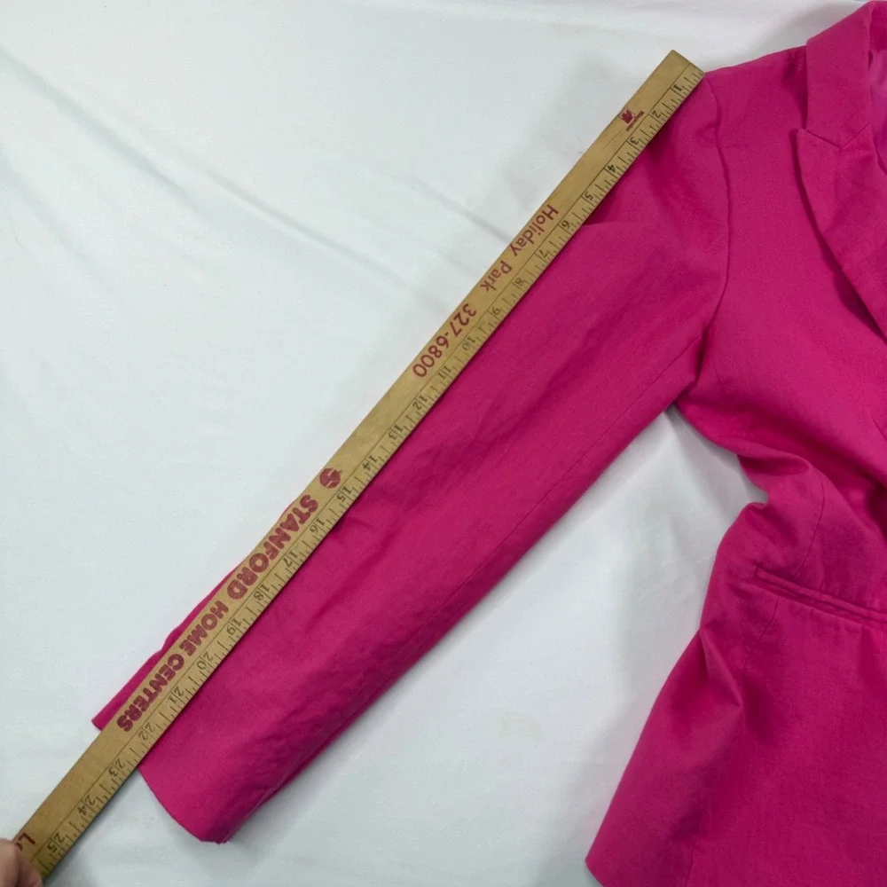 J.Crew Parke Blazer Bright Pink Linen Cotton Blend Single Button Jacket Womens